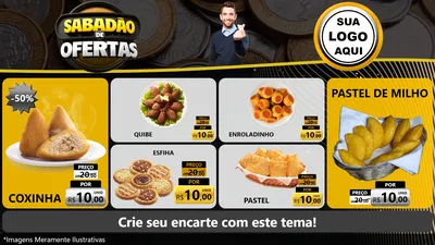 Modelo de TV para TV Horizontal com o tema Sabadão de Ofertas para Salgadaria