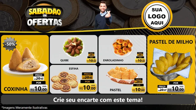 Modelo de TV para TV Horizontal com o tema Sabadão de Ofertas para Salgadaria