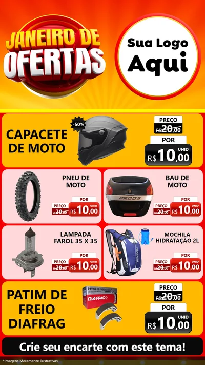 Modelo de TV para TV Vertical com o tema Janeiro de Ofertas para Moto peças