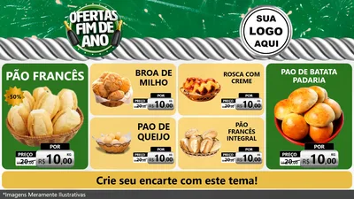 Modelo de TV para TV Horizontal com o tema Ofertas Fim de Ano para Padaria