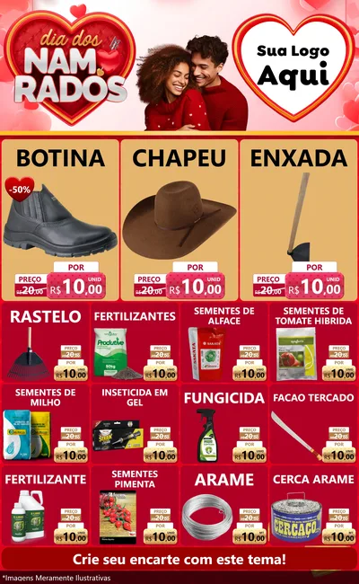 Modelo de Encarte para Encarte Grande com o tema Dia dos Namorados para Agropecuária