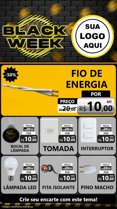 Modelo de Rede Social para Stories com o tema Black Week para Materiais Elétricos