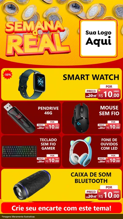 Modelo de TV para TV Vertical com o tema Semana do Real para Informática