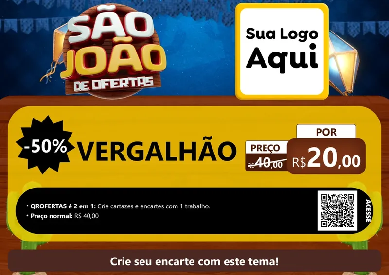 Modelo de Cartaz para Cartaz A4 Horizontal com o tema São João Ofertas Imbatíveis! - Junina para Ferragens