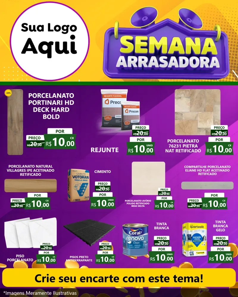 Modelo de Rede Social para Feed Instagram com o tema Semana Arrasadora para Pisos e revestimentos