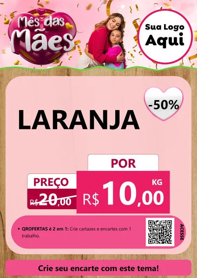 Modelo de Cartaz para Cartaz A4 Vertical com o tema Mês das Mães para Hortifrúti