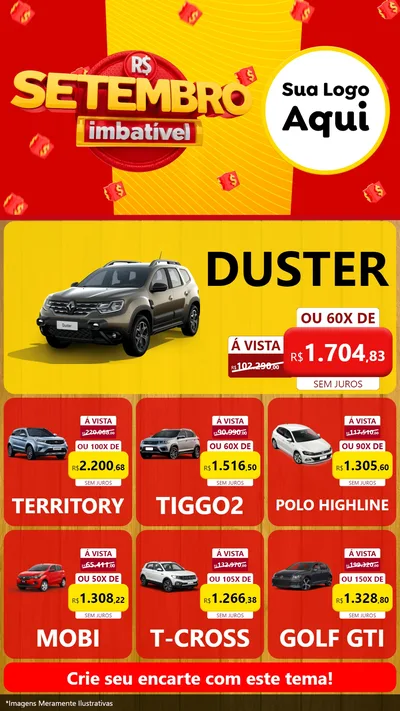 Modelo de Rede Social para Stories com o tema Setembro Imbatível para Concessionaria de Carros