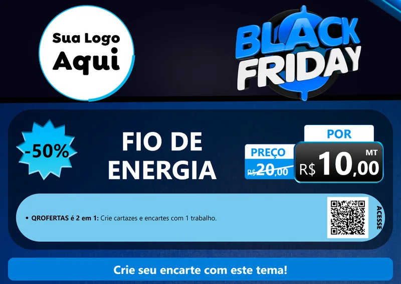 Modelo de Cartaz para Cartaz A4 Horizontal com o tema Black Friday para Materiais Elétricos