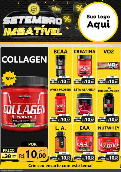 Modelo de Encarte para Encarte A4 Vertical com o tema Setembro Imbatível para Suplementos alimentares