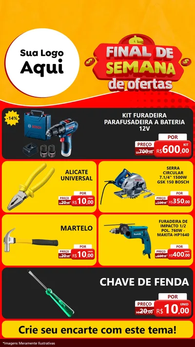 Modelo de TV para TV Vertical com o tema Final de Semana de Ofertas para Maquinas e Ferramentas