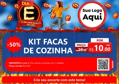 Modelo de Cartaz para Cartaz A4 Horizontal com o tema Dia E - O Dia Mais Barato Do Mês para Utilidades Domésticas