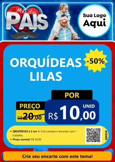 Modelo de Cartaz para Cartaz A4 Vertical com o tema Mês Dos Pais para Floricultura e jardim
