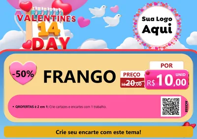 Modelo de Cartaz para Cartaz A4 Horizontal com o tema Valentine's Day para Assados