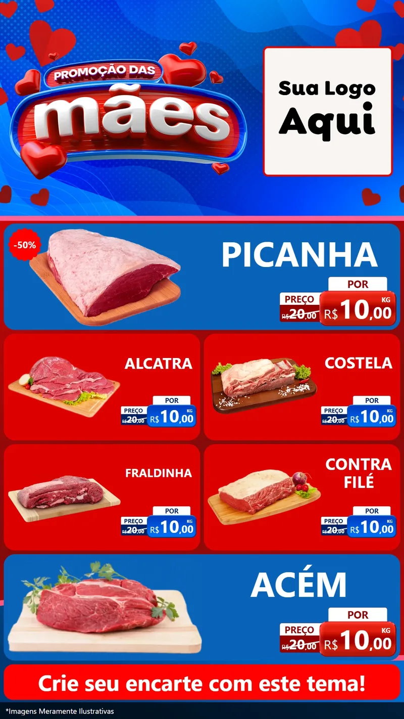 Modelo de TV para TV Vertical com o tema Promoção das Mães para Açougue
