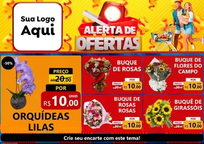 Modelo de Encarte para Encarte A4 Horizontal com o tema Alerta de Ofertas para Floricultura e jardim