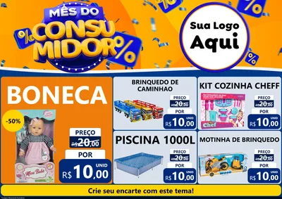 Modelo de Encarte para Encarte A4 Horizontal com o tema Mês do Consumidor para Brinquedos