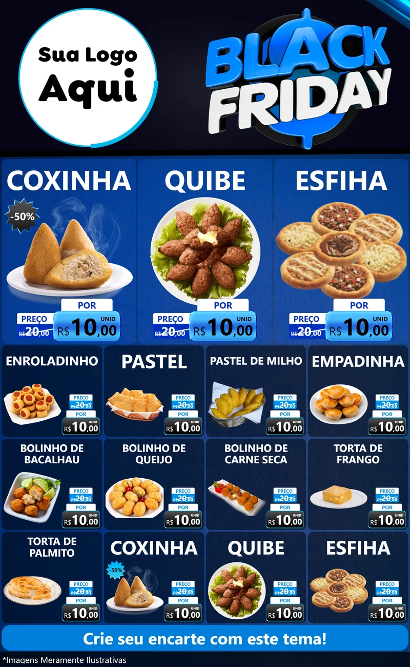 Modelo de Encarte para Encarte Grande com o tema Black Friday para Salgadaria