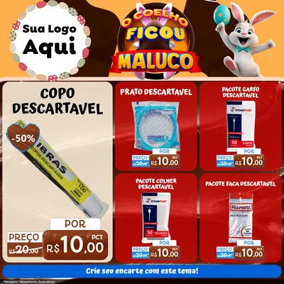 Modelo de Rede Social para Feed Facebook com o tema O Coelho Ficou Maluco - Páscoa para Embalagens