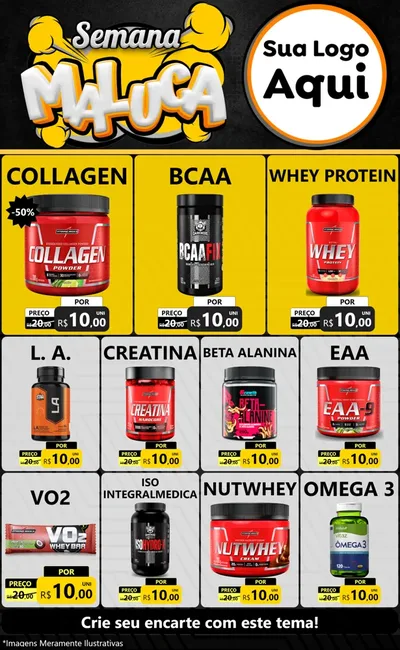 Modelo de Encarte para Encarte Grande com o tema Semana Maluca para Suplementos alimentares