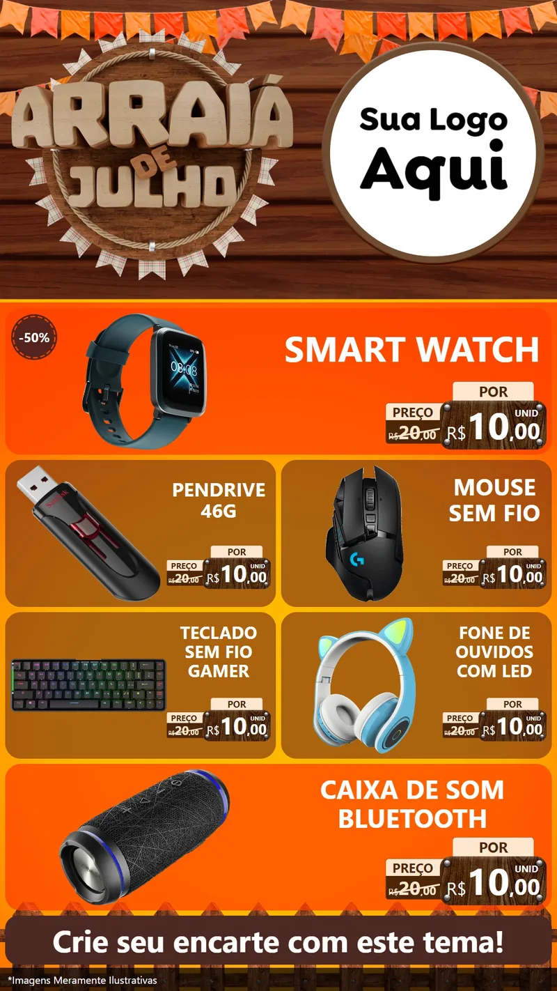 Modelo de TV para TV Vertical com o tema Arraiá de Julho - Junina para Informática