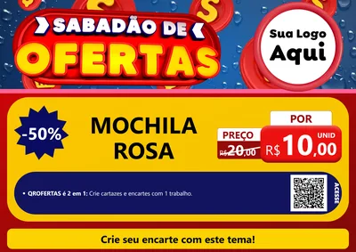 Modelo de Cartaz para Cartaz A4 Horizontal com o tema Sabadão de Ofertas para Papelaria