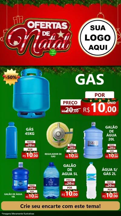 Modelo de Rede Social para Stories com o tema Ofertas de Natal para Água e gás