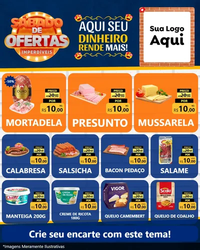 Modelo de Rede Social para Feed Instagram com o tema Sábado de Ofertas Imperdíveis para Frios e Laticínios