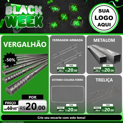 Modelo de Rede Social para Feed Facebook com o tema Black Week para Ferragens