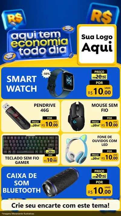 Modelo de TV para TV Vertical com o tema Aqui Tem Economia Todo Dia para Informática