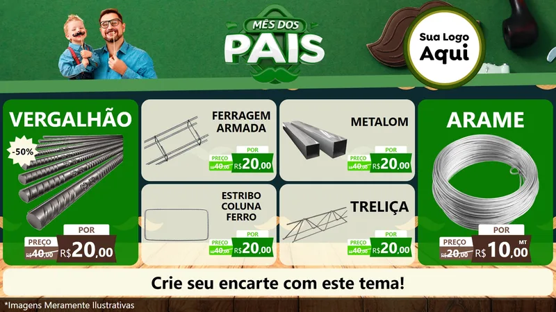 Modelo de TV para TV Horizontal com o tema Mês dos Pais para Ferragens
