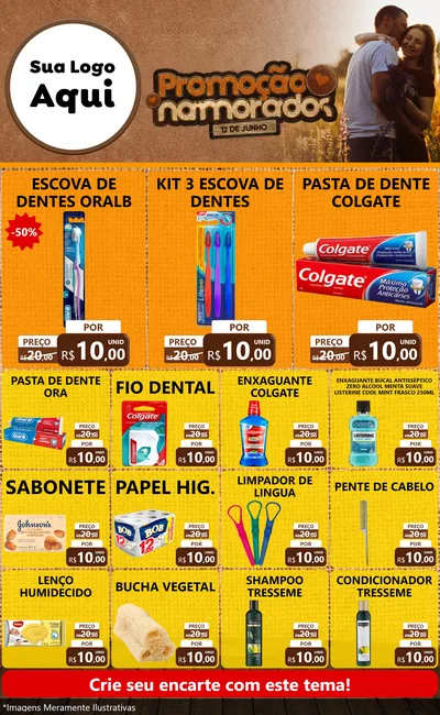 Modelo de Encarte para Encarte Grande com o tema Promoção Namorados para Higiene Pessoal