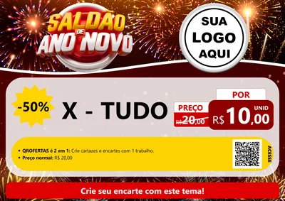 Modelo de Cartaz para Cartaz A4 Horizontal com o tema Saldão de Ano Novo para Hamburgueria