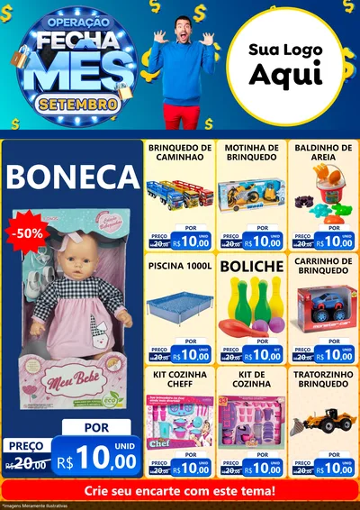 Modelo de Encarte para Encarte A4 Vertical com o tema Operação Fecha Mês Setembro para Brinquedos