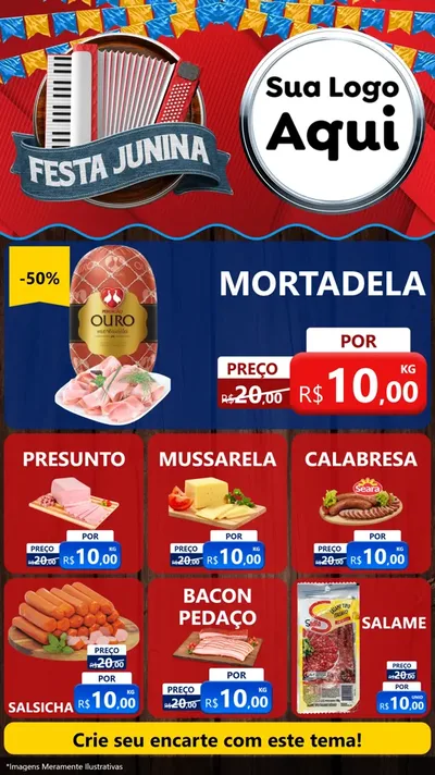 Modelo de Rede Social para Stories com o tema Festa Junina para Frios e Laticínios
