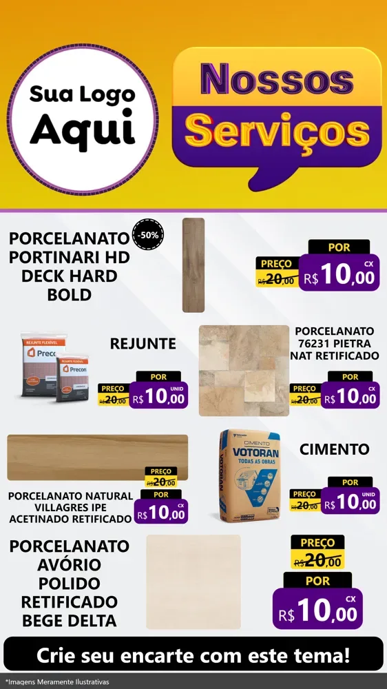 Modelo de TV para TV Vertical com o tema Nossos Serviços para Pisos e revestimentos