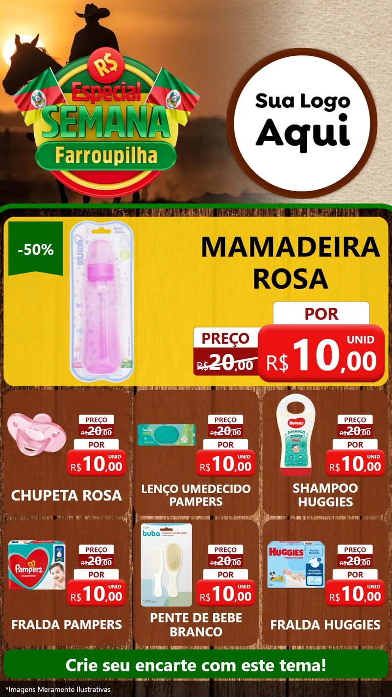 Modelo de Rede Social para Stories com o tema Especial Semana Farroupilha para Bebês