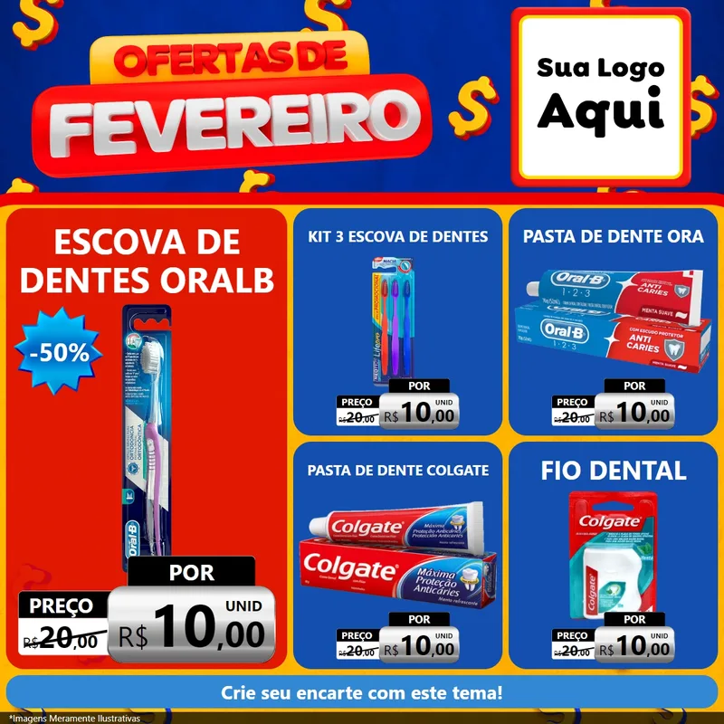 Modelo de Rede Social para Feed Facebook com o tema Ofertas de Fevereiro para Higiene Pessoal