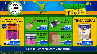 Modelo de TV para TV Horizontal com o tema Vamos Time! para Tintas e Ferramentas