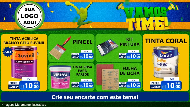 Modelo de TV para TV Horizontal com o tema Vamos Time! para Tintas e Ferramentas