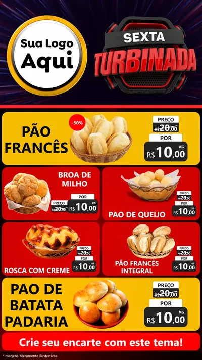 Modelo de TV para TV Vertical com o tema Sexta Turbinada para Padaria
