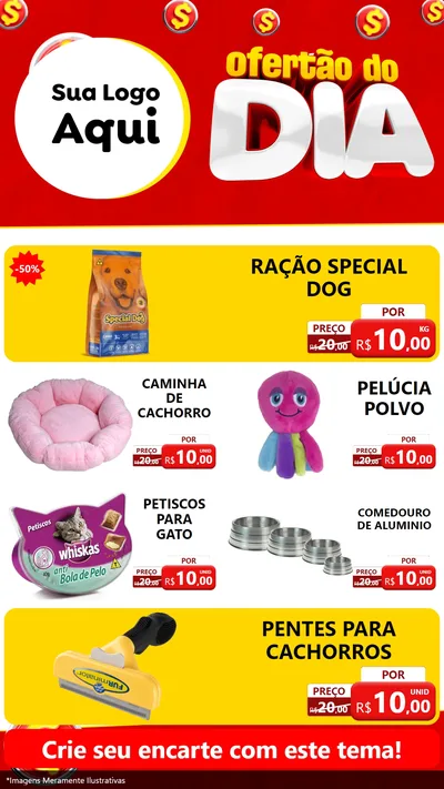 Modelo de TV para TV Vertical com o tema Ofertão do dia para Pet Shop