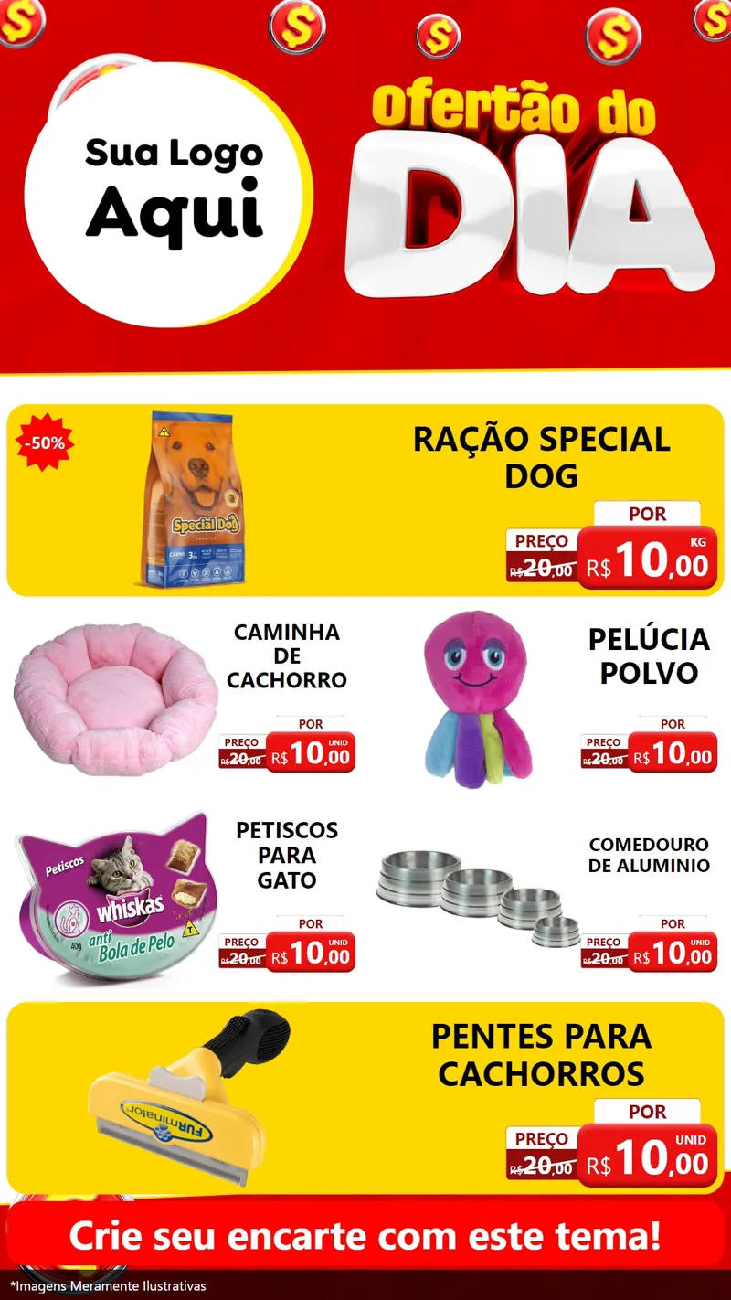 Modelo de TV para TV Vertical com o tema Ofertão do dia para Pet Shop