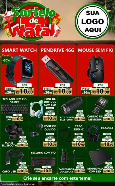 Modelo de Encarte para Encarte Grande com o tema Sorteio de Natal para Informática