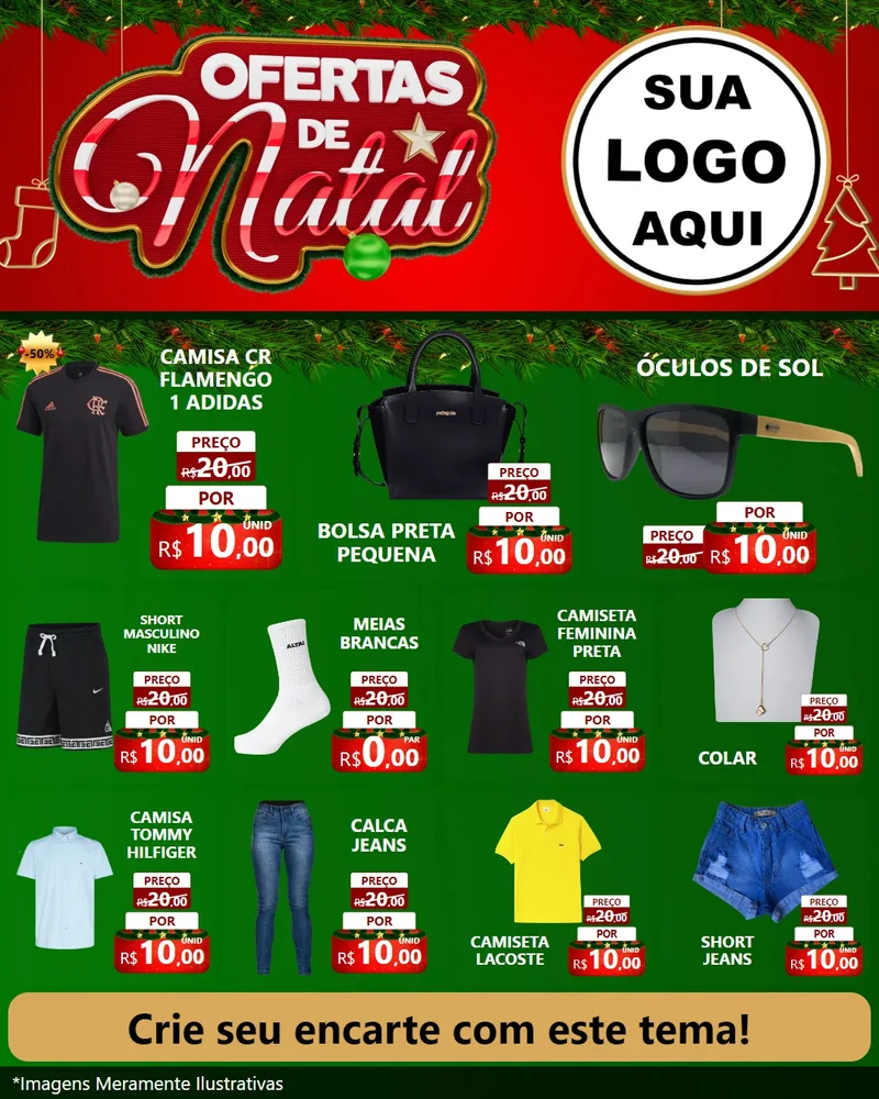 Modelo de Rede Social para Feed Instagram com o tema Ofertas de Natal para Roupas e acessórios