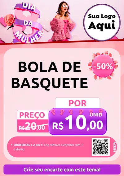 Modelo de Cartaz para Cartaz A4 Vertical com o tema Dia da Mulher para Artigos Esportivos