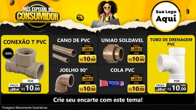 Modelo de TV para TV Horizontal com o tema Mês Especial do Consumidor para Tubos e conexões