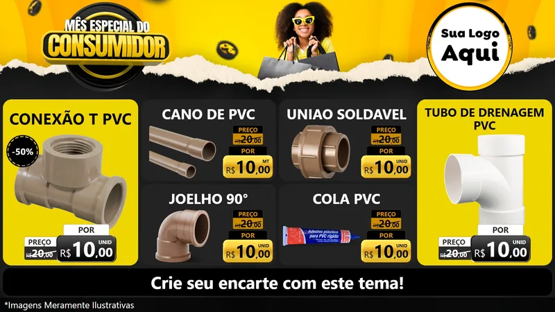 Modelo de TV para TV Horizontal com o tema Mês Especial do Consumidor para Tubos e conexões