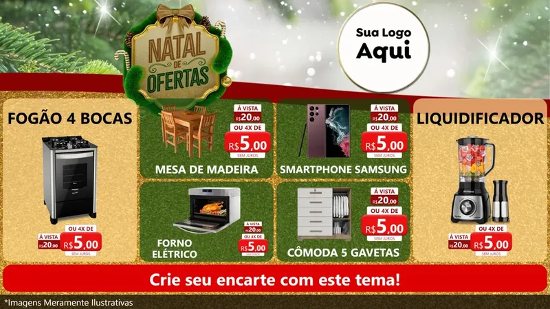 Modelo de TV para TV Horizontal com o tema Ofertas de Natal para Móveis e Eletro