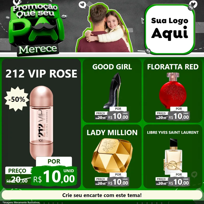 Modelo de Rede Social para Feed Facebook com o tema Promoção Que seu Pai Merece para Perfumes
