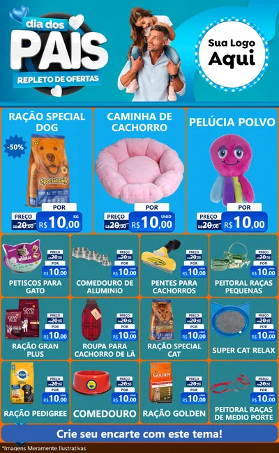 Modelo de Encarte para Encarte Grande com o tema Dia Dos Pais Repleto de Ofertas para Pet Shop
